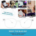Blue Light Blocking Glasses Computer Screen Reading Glasses Unisex Lightweight TR90 Eyewear Frame Clear Lens Anti Eyestrain and UV
