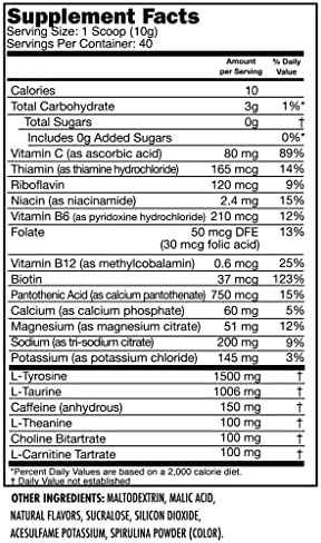 SNEAK Energy Drink Powder | Blue Raspberry | No Sugar. No Nasties. Just Natural Caffeine, Focus-Boosting Nootropics | 40 Servings