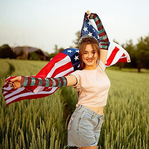 Geyoga 6 Pairs American Flag Arm Sleeves for Men UV Protection Patriotic USA Flag Cooling Arm Covers Sun Protector Sleeves for Football Youth Guards Unisex Sports Basketball Cycling Motorcycle