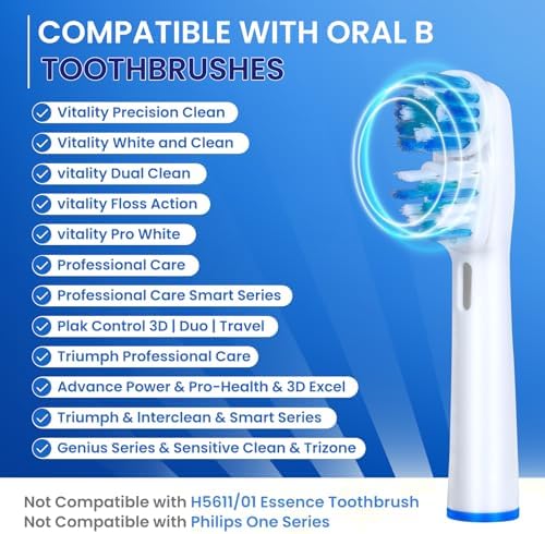 Replacement Brush Heads Compatible with Oral B- Double Clean Design, Double Clean Brush Heads, Compatible with Braun Oral-B Dual Clean Electric Toothbrush (8-Pack)