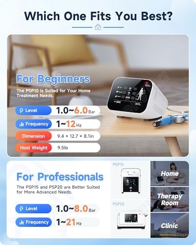 PerVita Medical Shockwave Therapy Machine Extracorporeal Shock Wave Therapy Machine Joint and Muscle Pain Relief On-The-Go Painless Non-Invasive No Side Effects PSP10
