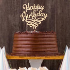 Restaurantware-Top Cake Happy Birthday Cake Topper, 1 Mirrored Birthday Cake Decoration - With Swirls, Durable, Gold Acrylic Birthday Topper For Cakes, Party Decoration for Birthday