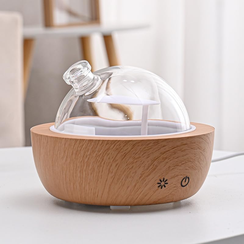 200ml Glass Essential Oil Diffusers for Home, Wood Grain Base Humidifier, Bluetooth Speaker,2025 Upgrade Aromatherapy Diffuser,Aroma Diffuse with Music Player