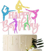 Gymmastics Birthday Party Cake Topper Gymnast Birthday Party Decorations Glitter Gymmastics Cake Topper for Sport Theme Party Baby Shower Supplies