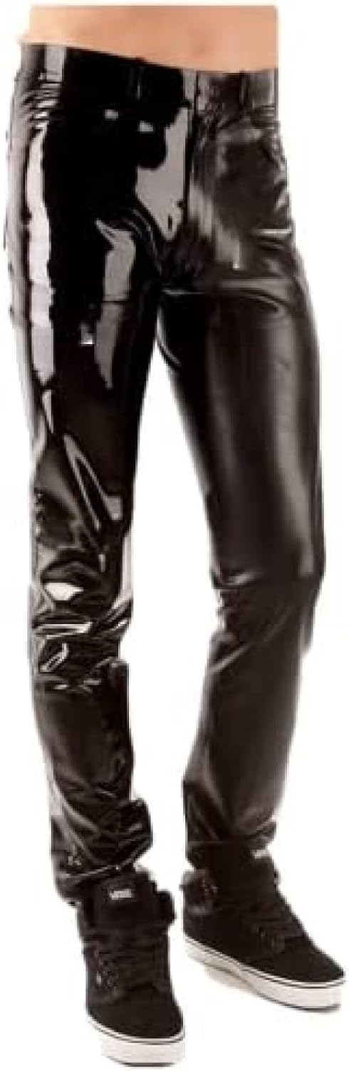 Men's Latex Jeans with Trouser Pockets Loose Latex Jeans,Customize,Medium