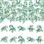 Gyufise 54Pcs Turtle Cupcake Toppers Wafer Paper Turtle Cupcake Picks Edible Sea Turtle Cake Decorations for Under the Sea Animal Theme Baby Shower Birthday Party Supplies Blue