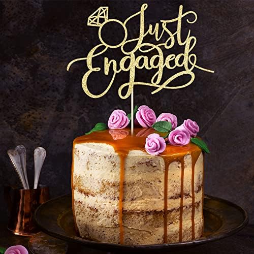 Just Engaged Cake Topper for Engagement Party Decorations, Engaged Ring Sign,We're Engaged Cake Toppers (gold)