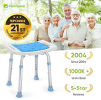 OasisSpace Shower Chair, Adjustable Bath Stool Chair for Inside Shower - Tool Free Anti-Slip Bench Bathtub Stool Seat with Durable Aluminum Legs for Elderly, Senior, Handicap & Disabled