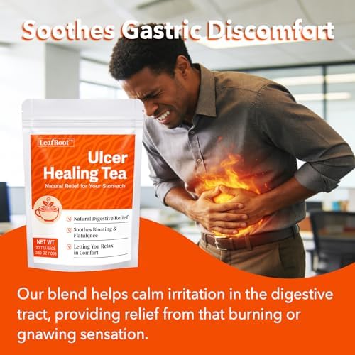 20 Count Natural Ulcer Healing Tea for Men & Women Stomachache Relief, Gastritis and Heartburn Ease Solution Herbal Teabags, Support Various Daily Stomach & Digestive Discomfort Nourishing