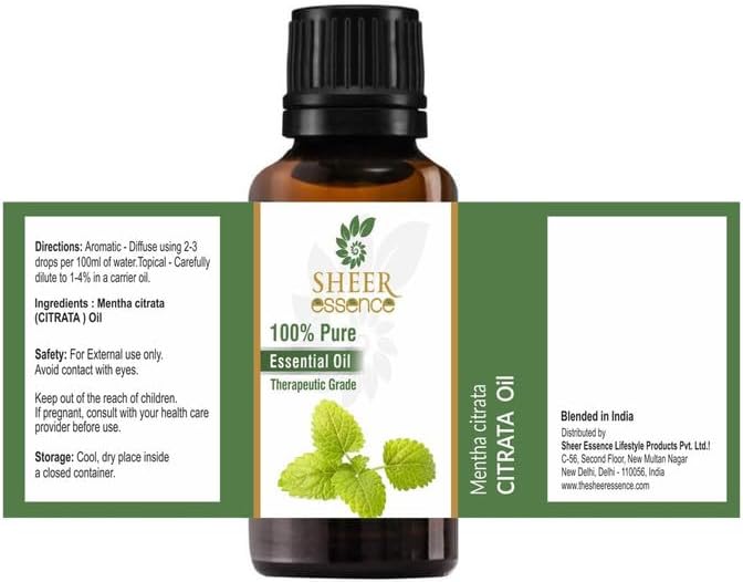 Citrata Oil (Mentha Citrata) Essential Oil 100% Pure Natural Undiluted Uncut Therapeutic Grade Oil 8.45 Fl.OZ