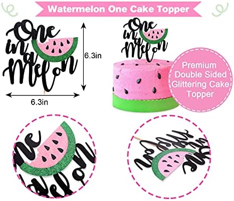 Watermelon Cake Topper - One in a Melon Birthday Cake Topper, Summer Baby First Birthday Cake Topper, Birthday Party Supplies, Photo Decoration Props, Birthday Party Gifts