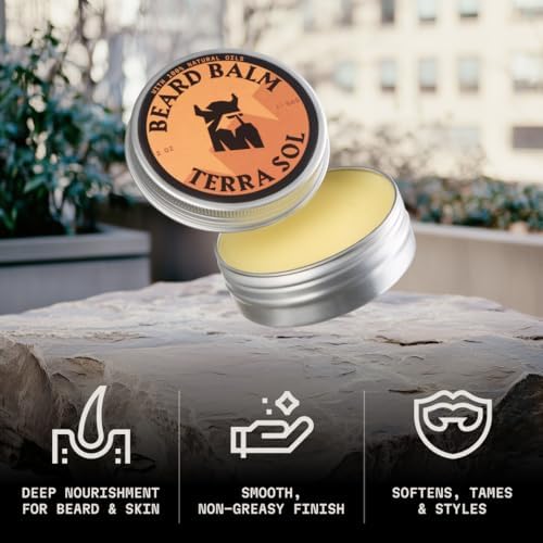 Striking Viking Beard Balm for Men (2 Ounce (Pack of 1), Terra Sol) - Leave in Beard Conditioner - Styling Balm Made with Naturally Derived Beard Butter, Argan & Jojoba Oils