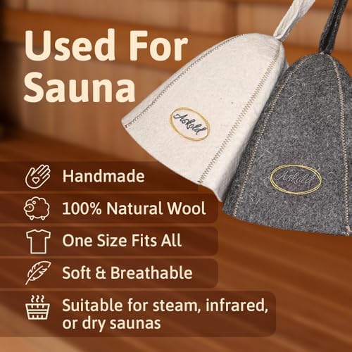 ASKOLD 2pcs Sauna Hats Wool, Sauna Hat for Men Wool Sauna Hat Banya Hat for Men Sauna Cap for Men, Sauna Hat Cap for Women