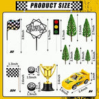 Yulejo 38 Pcs Racing Car Cake Decoration with Race Car Cake Topper Wheel Checkered Racing Flag Cupcake Topper Black Birthday Cake Topper Race Birthday Party Supplies Themed Party Favor for Kid