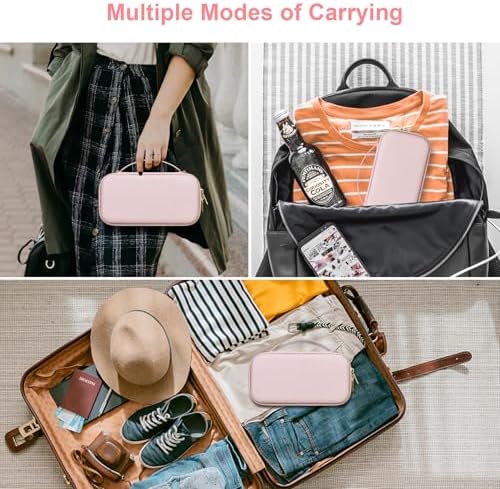 Canboc Carrying Case for Asthma Inhalers, Handheld Spacer for Kids and Adults, Face Masks, Space Chamber, Inhaler Spacer Case with Mesh Pocket fit Medicine and Other Essentials, Pink (Case Only)