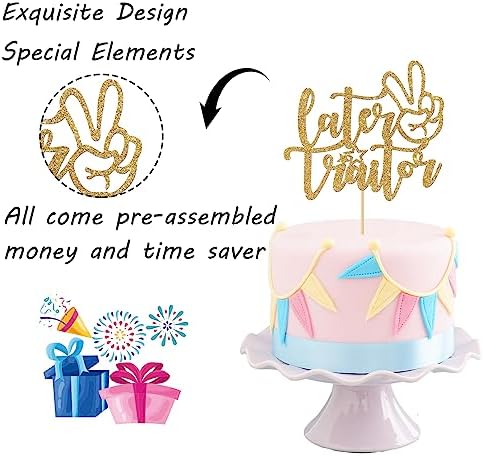 Gold Glitter Later Traitor Cake Topper, Coworker Going Away Party Decorations - Farewell/Retirement/Job Change/Relocating Party Supplies