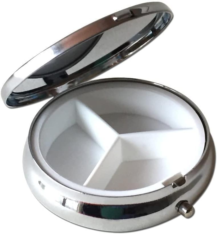 Little Princess Custom Round Silver Pill Box Pocket 2.1 inches Medicine Tablet Holder Organizer Case