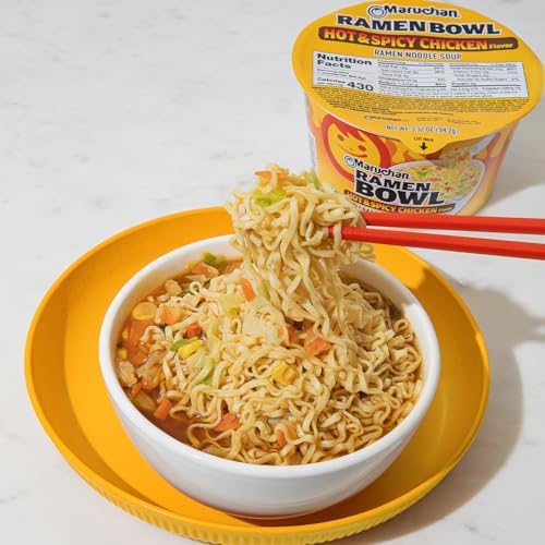 Maruchan Bowl Hot & Spicy Chicken, Microwaveable Ramen Soup Mix, 3.32 Oz, 6 Count