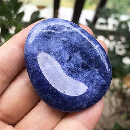 Fekuar Natural Sodalite Crystal Thumb Worry Stone, Hand Carved Healing Crystal Teardrop Pocket Stones for Anxiety Stress Relief Meditation