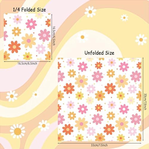120 PCS Daisy Paper Napkins Groovy Daisy Boho Dinner Napkins Disposable Flower Decorative Party Napkin for Baby Shower Birthday Wedding Seasonal Holiday Party Supplies