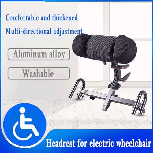Wheelchair Headrest, Adjustable Wheelchair Headrest, Adjustable in Angle and Height, Assists in Vertebra Correction and Slows Down Vertebrae Injuries for Wheelchair Users
