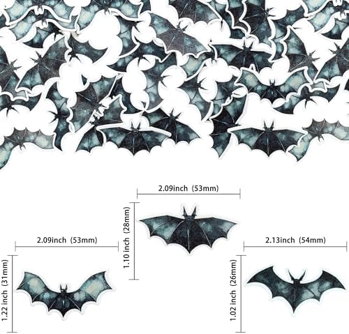Gyufise 60Pcs Edible Bat Cupcake Toppers - Wafer Paper Halloween Picks for Baby Shower, Kids Theme Birthday Party Cake Decorations Supplies - Black