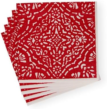 Caspari Annika Paper Linen Dinner Napkins in Red - 12 Per Package, 2 Packs