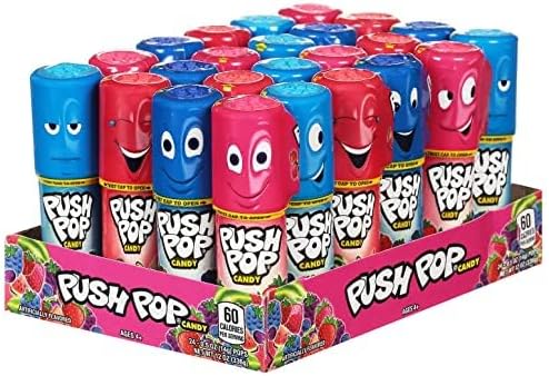 Push Pop Candy Lollipops - Individually Wrapped Variety Candy Party Pack - 24 Count Lollipops in Assorted Fruity Flavors - Fun Candy for Gifts, Celebrations, Party Favors, Gift Baskets, & Birthdays