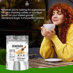 Bulk Demerara Sugar 4 lbs. Pure Unrefined Brown Crystals for Baking and Cooking. Value Size Bag.