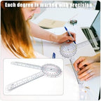 Goniometer Set 3 Pieces of 6/8/12 Inch, Transparent Orthopedic Angle Ruler Plastic Goniometer, 360 Degree Clear Protractor Physical Therapy for Body Measuring Tape Goniometer Protractor Ruler