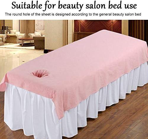 Massage Table Sheets with Hole, Massage Sheets,Beauty Massage Bed Sheets, Salon Massage SPA Couch Soft Cotton Bed Cover Protector with Face Breath Hole (Pink)