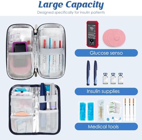 YOUSHARES Insulin Cooler Travel Case - Diabetic Insulated Organizer Portable Cooling Bag for Medication Cooling Insulation, Insulin Pen Case with 2 TSA Approved Cooler Ice Pack