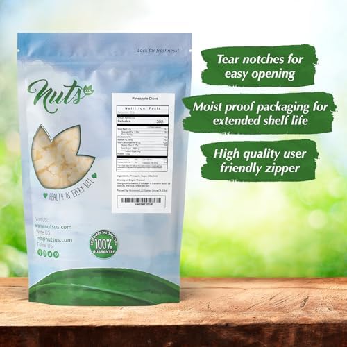NUTS U.S. – Dried Pineapple Dices | No Added Colors and No Artificial Flavors | NON- GMO | Packed In Resealable Bags!!! (2 LBS)