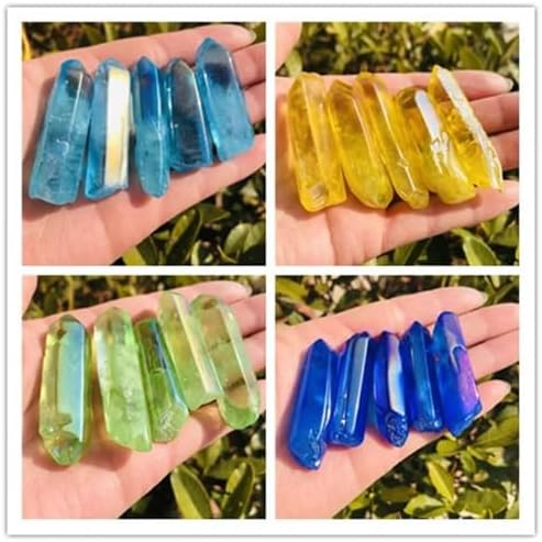 AtkitS Electroplated Red Rainbow Halo Quartz Crystal Dot Decoration Natural Quartz Crystal Home Decor(Deep Blue,100g)