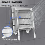 Folding Shower Seat, Wall Mounted Bathroom Safety Stool Chair with Support Legs, Foldable Wall Wood Shower Bench for Seniors (White)