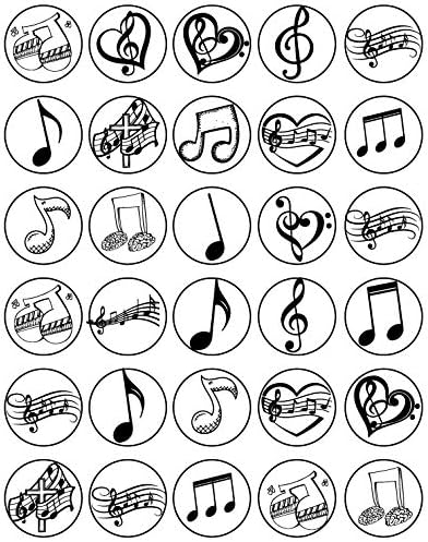 30 x Edible Cupcake Toppers Themed of Music Collection of Edible Cake Decorations | Uncut Edible on Wafer Sheet