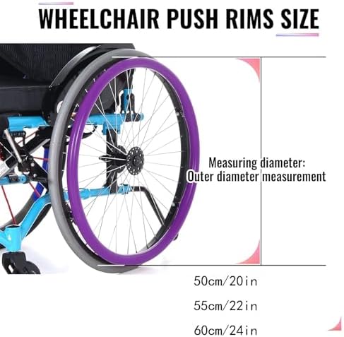 Silicone Wheelchair Push Rim Covers, 20/22/24inch 1 Pair Wheelchair Rear Wheel Push Ring Protective Cover, Non-slip Wear-Resistant Hand Push Cover, Cover for Improve Grip and Traction(Black,24in)