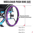 Silicone Wheelchair Push Rim Covers, 20/22/24inch 1 Pair Wheelchair Rear Wheel Push Ring Protective Cover, Non-slip Wear-Resistant Hand Push Cover, Cover for Improve Grip and Traction(Black,24in)