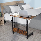 Adjustable Height Mobile Computer Desk, Rolling Laptop Stand Cart, Portable Standing Desk, Overbed Bedside Table