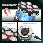 Men's Electric Rotary Shavers Bald，2026 Upgrade 7D Floating Electric Shaver with LED Display, IPX6 Waterproof, Type-C Fast Charge, Magnetic Heads, Travel Case - Ideal Men's Grooming Gift