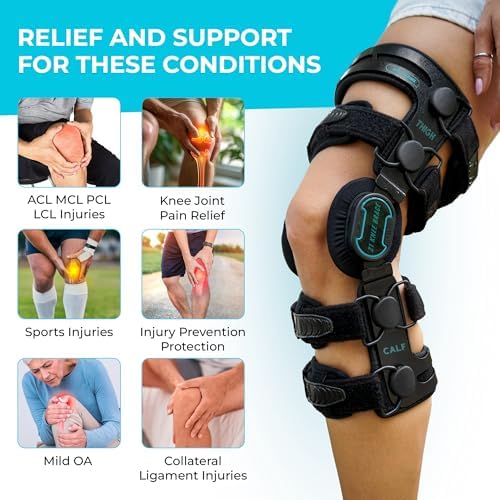 Z ONE Z1 K6 Hinged Unloader Metal Knee Brace for Men and Women - Knee Support for ACL, MCL, LCL, PCL, Sport Injuries, Mild Osteoarthritis, Meniscus Tears - Ideal for Running & Daily Activities (S23)