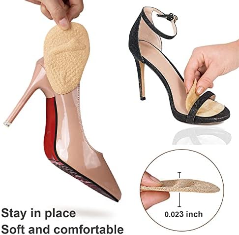 Ball of Foot Cushions, Metatarsal Pads Women, Forefoot Pads Stop Feet from Sliding Forward, Non-Slip Weight Shifting Comfort Insoles Inserts Pad for High Heel Shoes, Metatarsalgia Pain Relief（4 Pairs