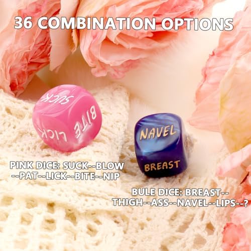 Romantic Naughty Dice Set for Adults Couple Funny Dice Couples Game for Anniversary Valentines Wedding Gift, Sex Games for Couples Positions Fun Kinky Sets, Couple Game Choices, 36 Ways to Play
