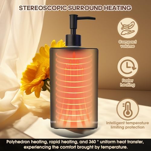Oil Warmer for Massage, Massage Oil Warmer, Body Oils Heater for Spa, with Two Oil Bottle Dispenser, Adjustable Temperature (Black)