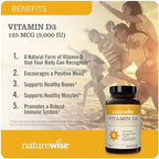 NatureWise Curcumin Turmeric & Vitamin D3 5000iu for Joint, Muscle, Bone & Immune Health Support [90 Count Each]