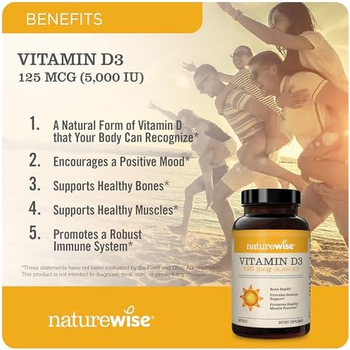 NatureWise Curcumin Turmeric & Vitamin D3 5000iu for Joint, Muscle, Bone & Immune Health Support [90 Count Each]
