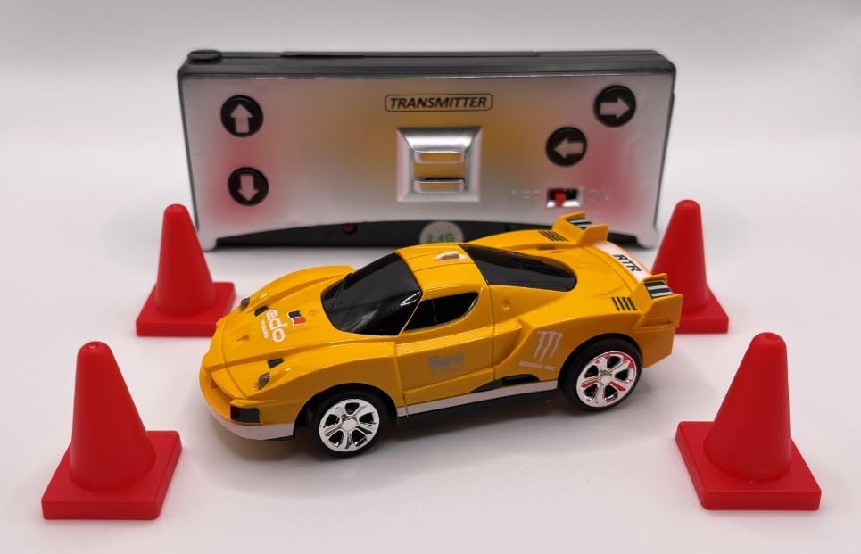 Mini RC 1:58 Scale Small Pocket Portable Micro Racing Car Can Miniature Coke Can Upgraded 2.4G Wireless Radio Remote Control for Multi-Users (Qty. 1 = 1 Can) (Yellow)