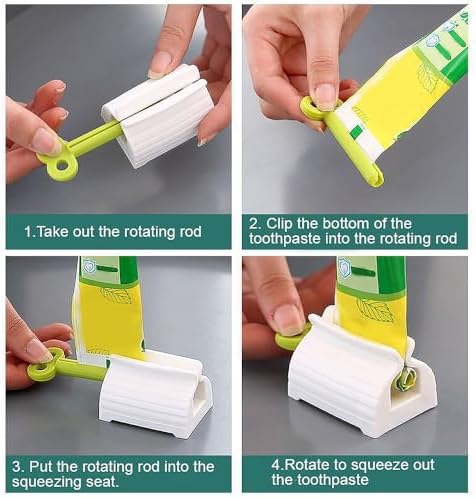 2 Pack Home Toothpaste Squeezer, Toothpaste Squeezer Rollers，Toothpaste Tube Squeezers Clip Holder Stand Winder - Green