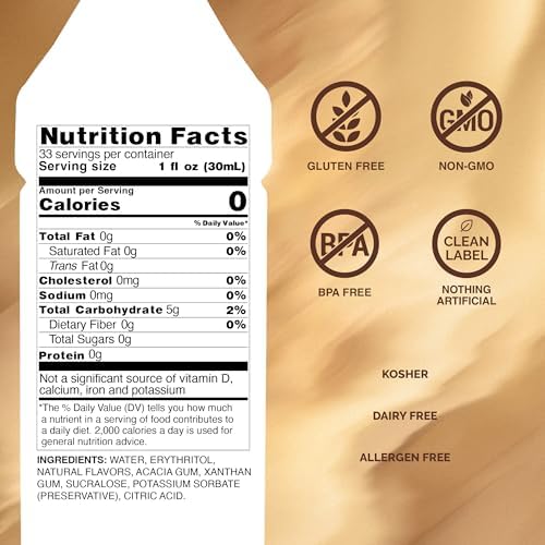 Monin - Sugar Free Coconut Syrup | Premium Calorie-Free Syrup | Nutty Tropical Flavoring for Dirty Sodas, Lattes, Piña Coladas, Lemonades & More (BPA-Free Plastic Bottle, 33.8 fl oz)