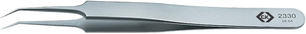 C. K Tools T2330 Stainless Steel Precision Tweezers, Superfine, 60-Degree Angled Tips, 4 1/2-Inch OAL